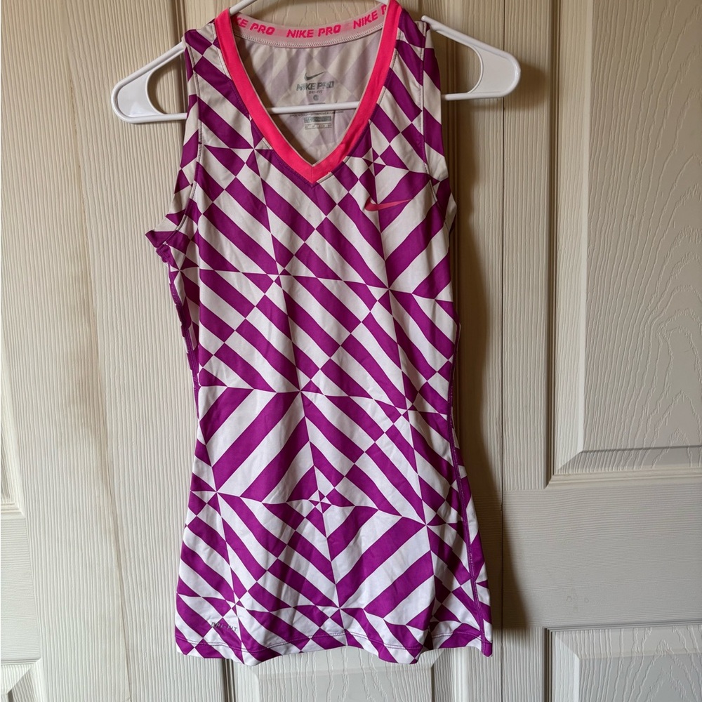 Nike Pro Pink and White Checkered Tank